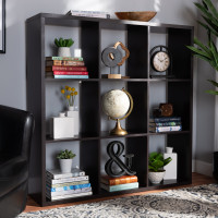 Baxton Studio SHF-BS-3X3-Wenge Janne Modern and Contemporary Dark Brown Finished 9-Cube Multipurpose Storage Shelf